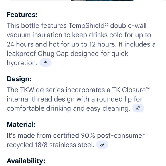 Klean Kanteen-32 oz. insulated bottle-Used Once-Like New-Retails for $35 - Picture 3 of 3